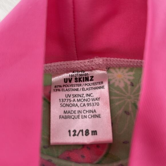 UV Skins Watermelon Short Sleeve Rashguard - Pink/Green - 12/18 Months - Picture 3 of 6